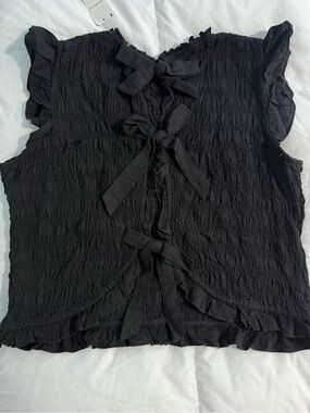 Abercrombie & Fitch Black Ruffle Tie-Back Tank